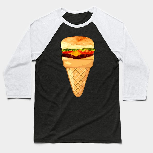 Hamburger ICE CREAM - THE THE WHOLE FAST FOOD COLLECTION - FUNNY JUNK FOOD  ICE CREAM DESIGNS Baseball T-Shirt by iskybibblle